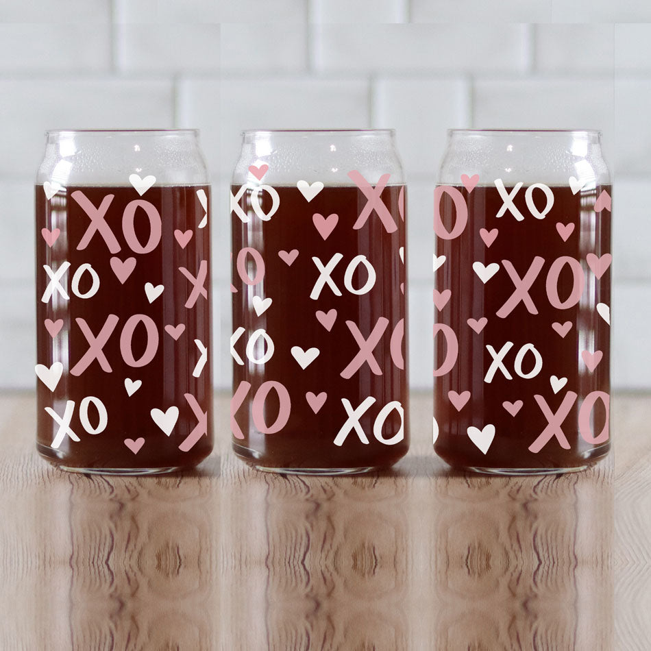 XOXO Glass Can Cup 20oz with Bamboo Lid and Glass Straw - Image 7