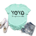 XOXO Original Love Letters graphic tee in heather prism mint color on a flat lay