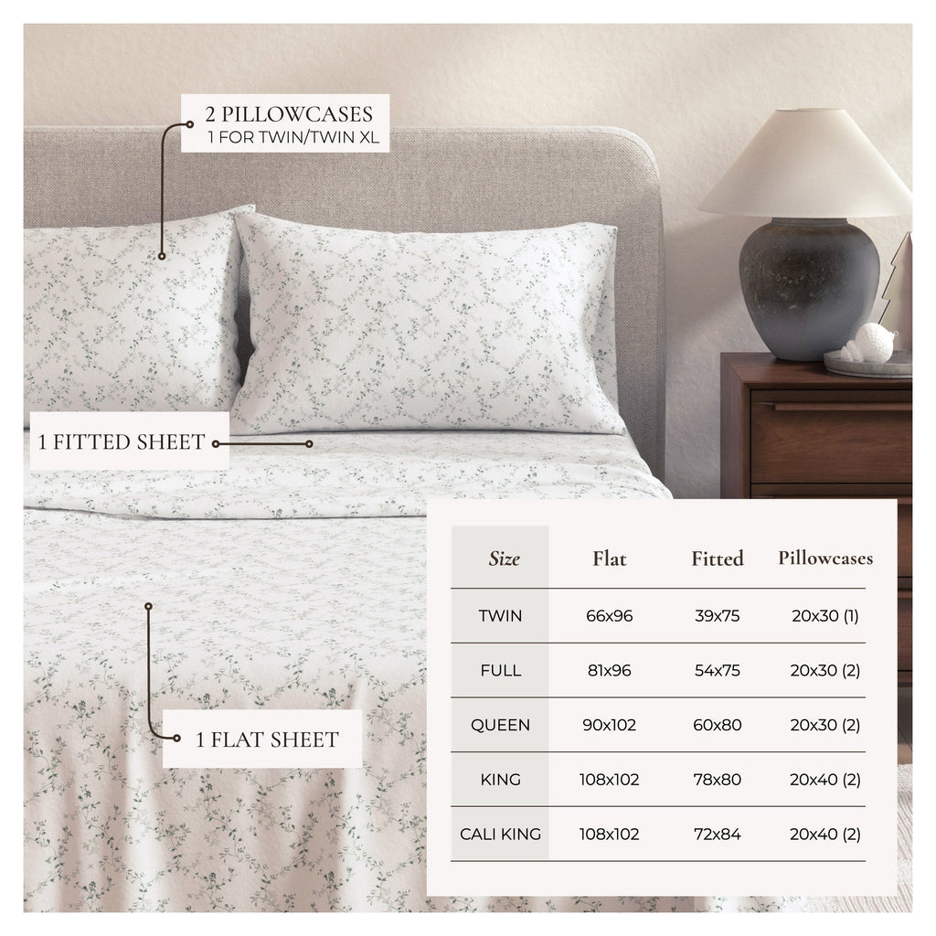 Winter Floral Turkish Cotton Flannel Sheet Set Ultra-Soft - Image 15