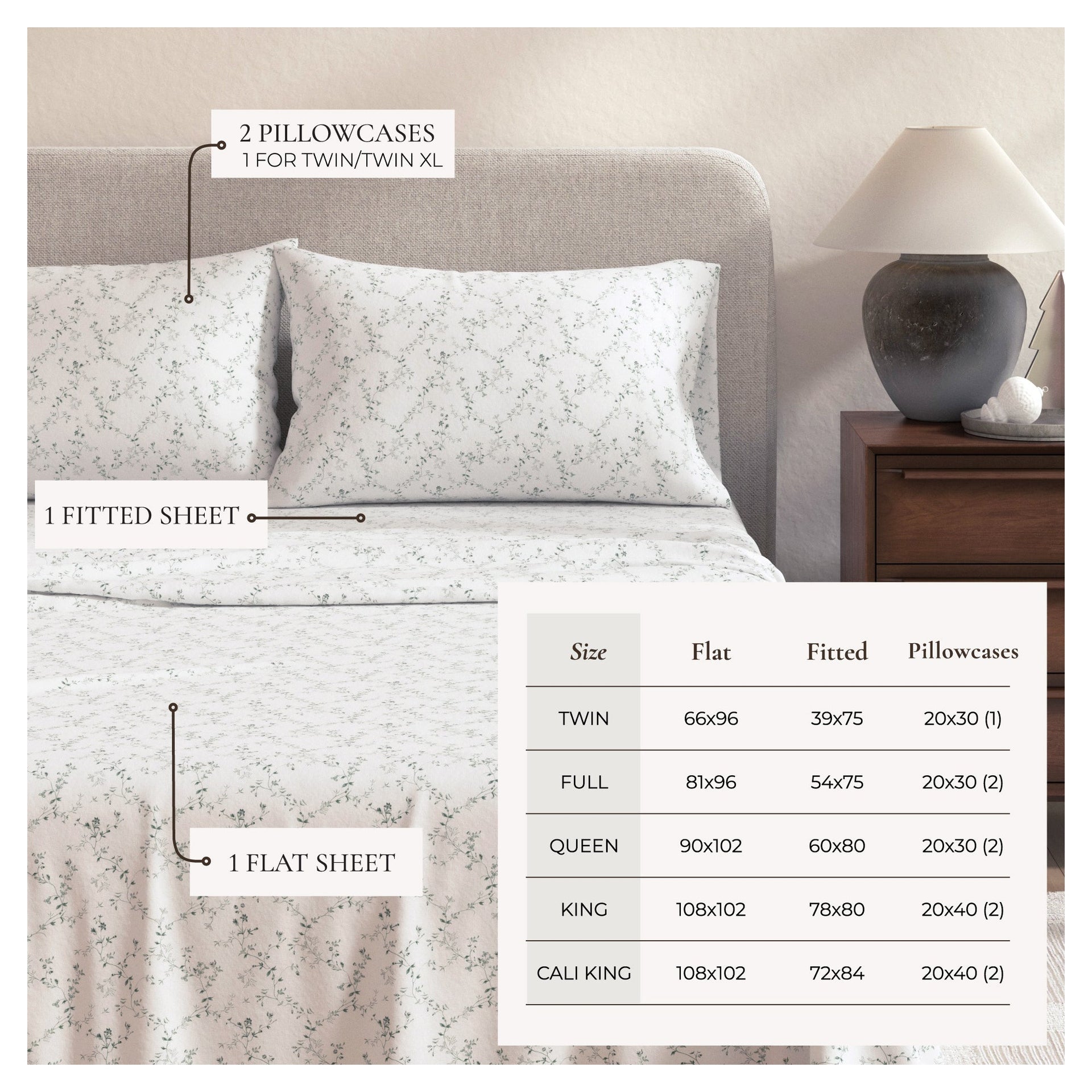 Winter Floral Turkish Cotton Flannel Sheet Set Ultra-Soft - Image 15