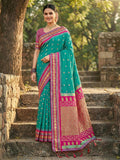 Refreshing sea green soft silk saree with matching blouse
