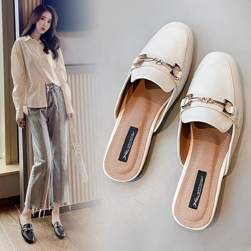 Women's Backless Slip-On Sandals - Comfort Flat