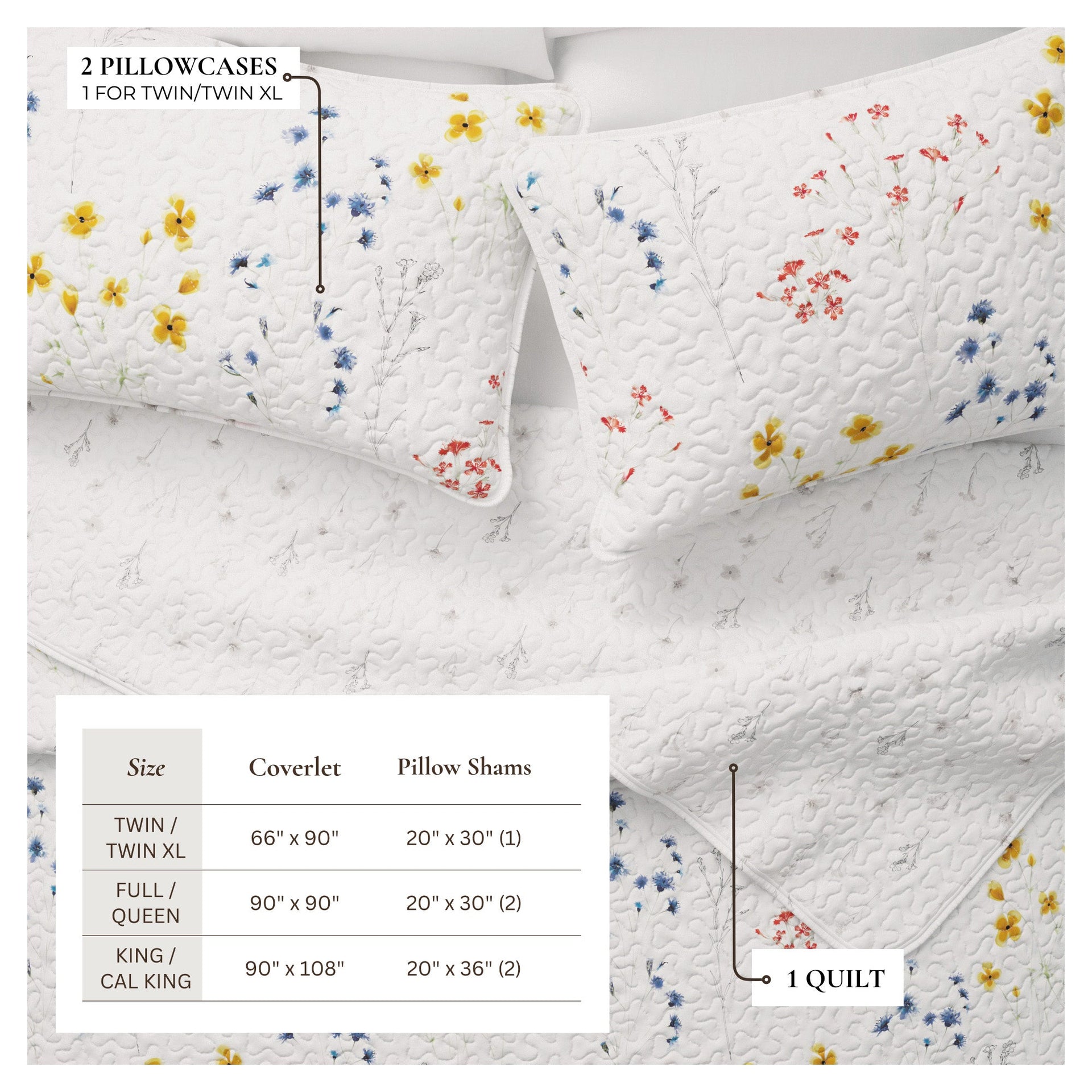 Wildflower Floral Quilt Set - Marianne Collection
