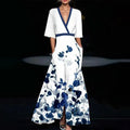 Printed Pleated Belt Dress