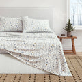 Close up of floral patterned Winter Turkish Cotton Flannel Sheets featuring a soft, brushed texture.