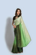 Light Green Vichitra Silk saree with intricate embroidery for party wear