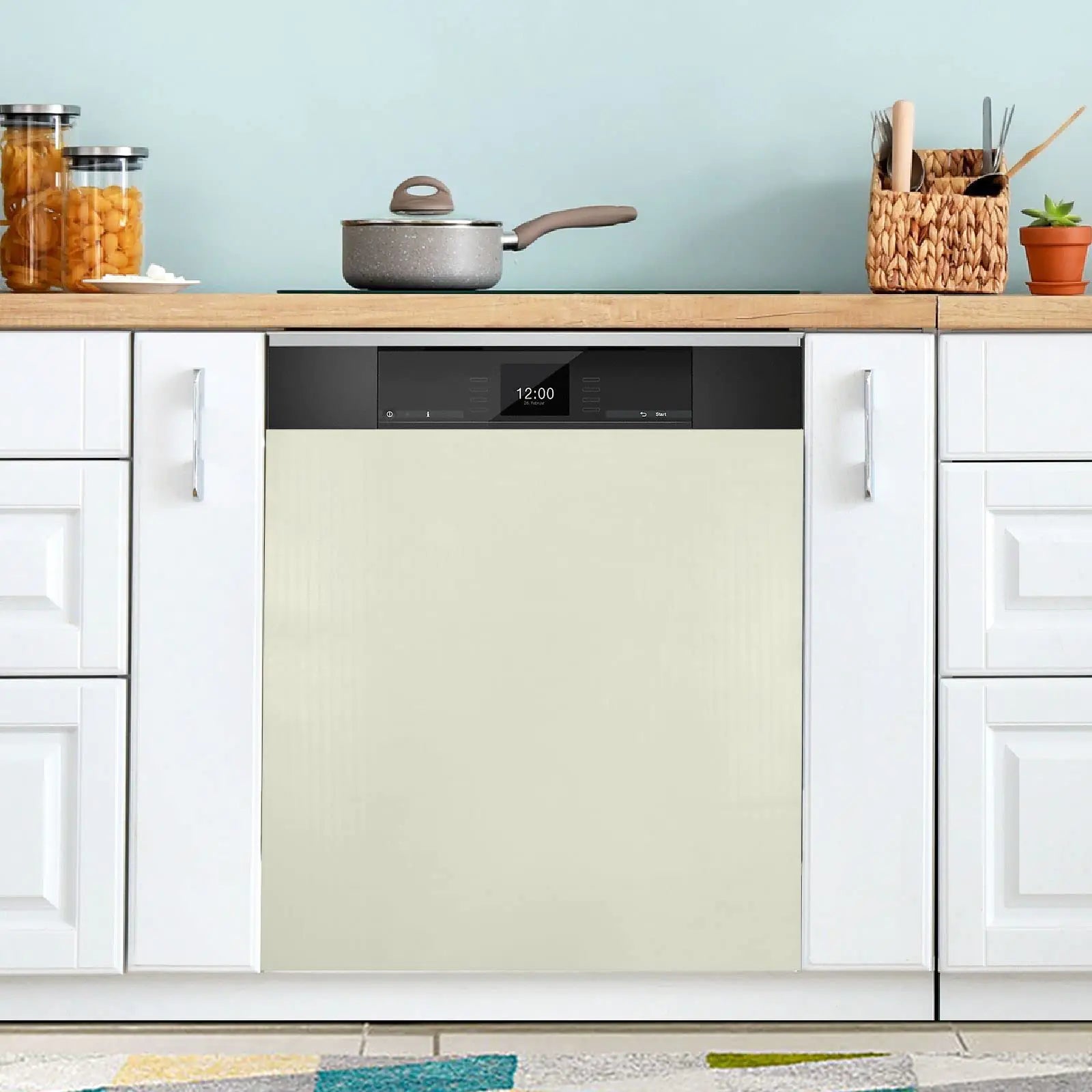 Beige Dishwasher Magnet Cover Magnetic Sticker Dish Washer Door Panel Cover Fridge Kitchen Appliance Magnet Decal Sheet Decor 23x26 inch
