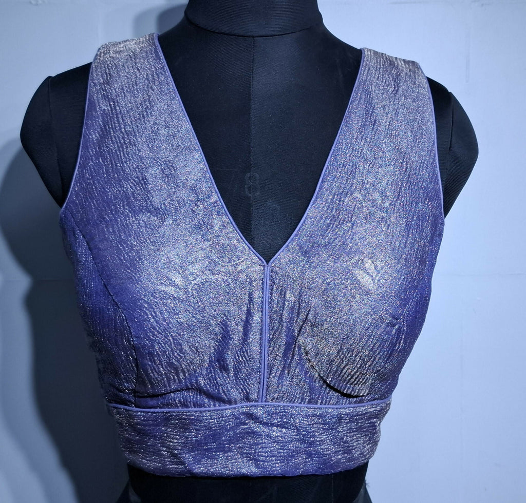 Kia Fashions Lilac Crush Tissue Self Design Readymade Blouse