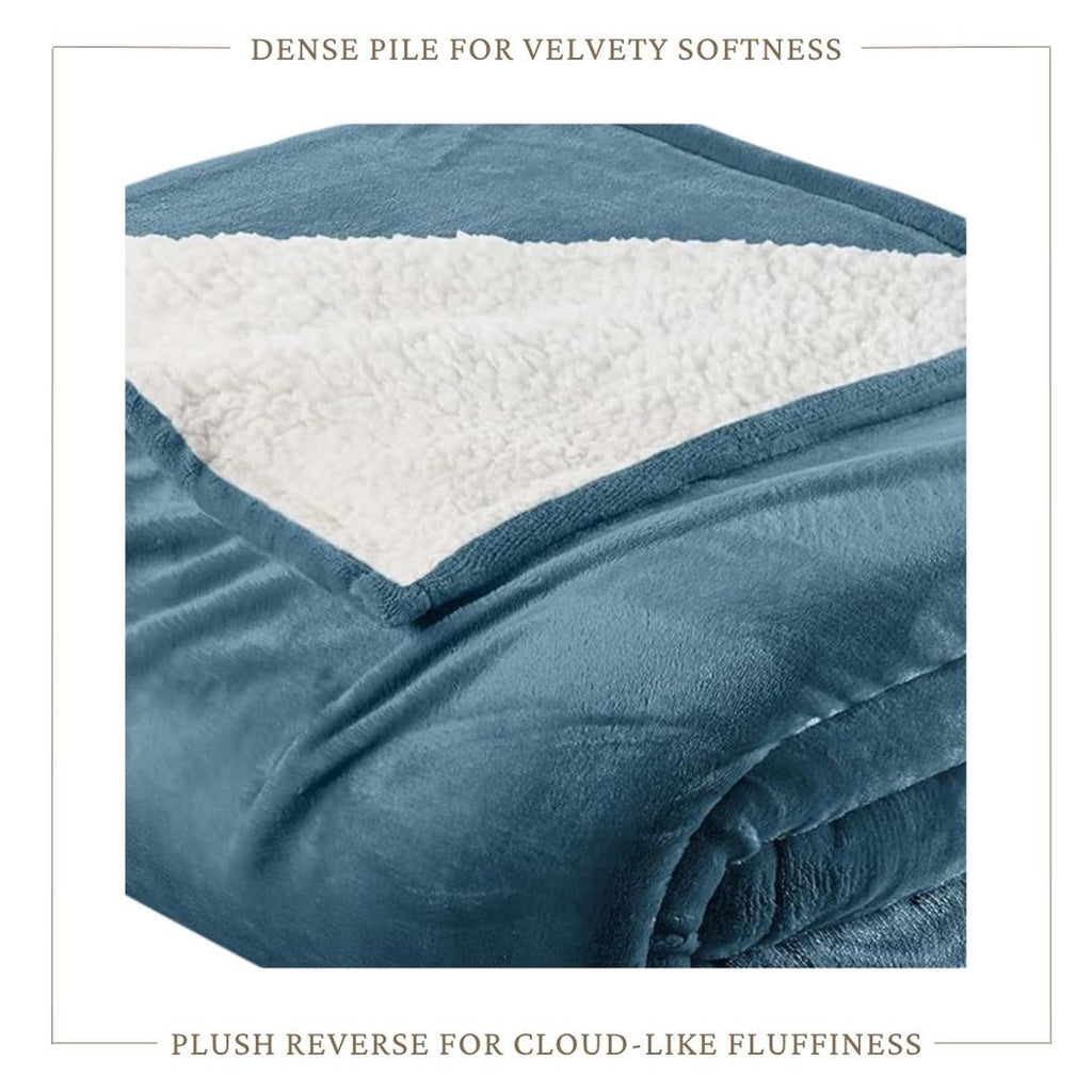 White Velvet Plush Sherpa Reversible Bed Blanket Ultra Soft