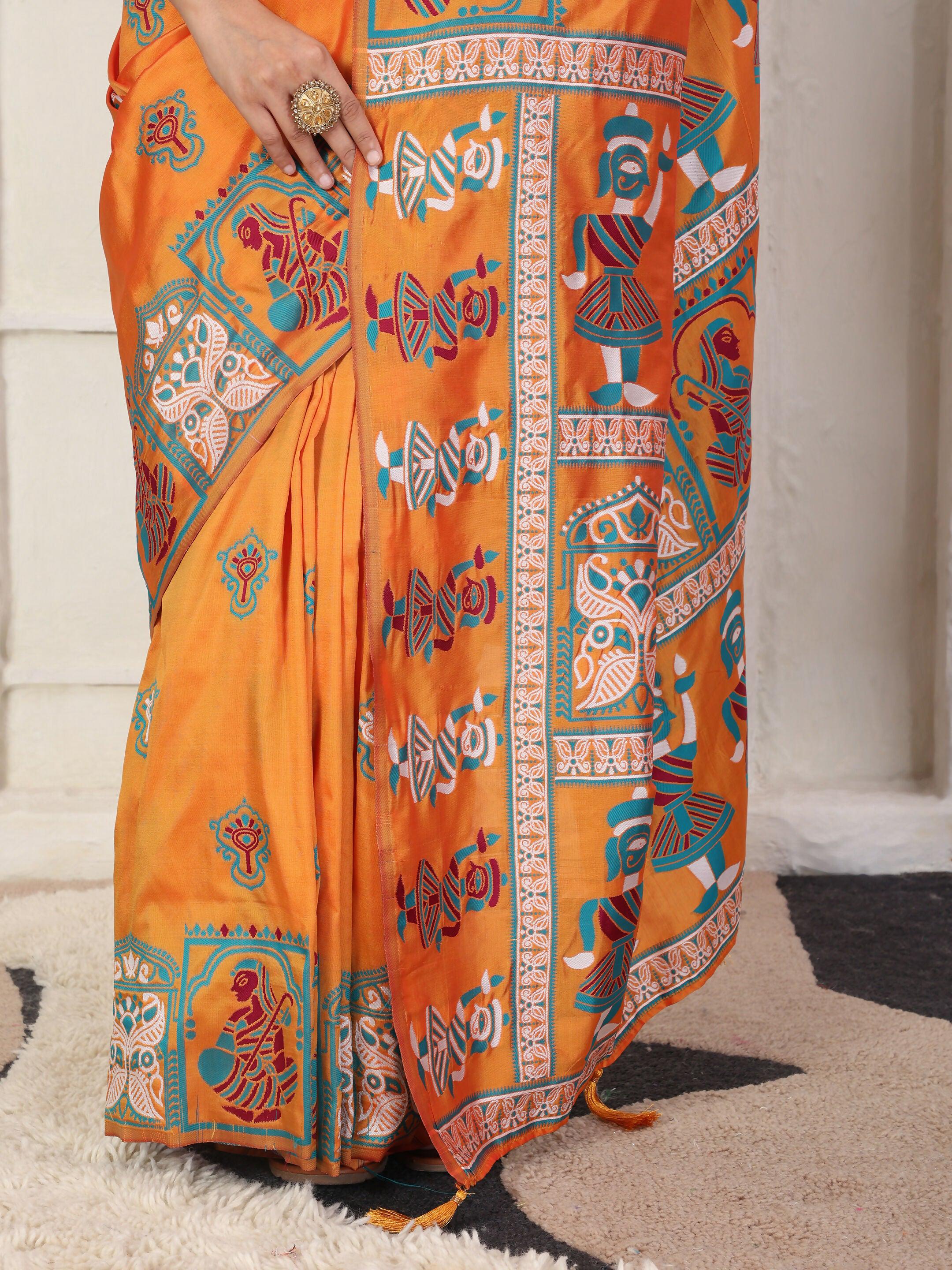 Shree Shyam Fashion Silk Blend Orange Saree