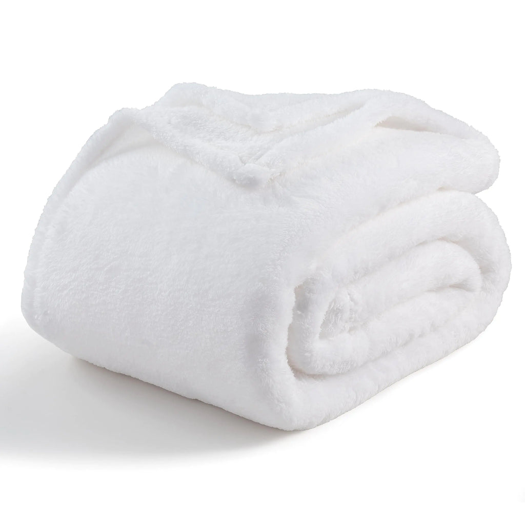 Berkshire Blanket Classic Extra-Fluffy™ Plush Blanket Twin Size Bed Blanket Soft Fuzzy Fluffy Long Hair Blanket for Couch Sofa Bed True White 60x92 Inches