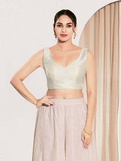 Off-White Mulberry silk sleeveless blouse with round neck