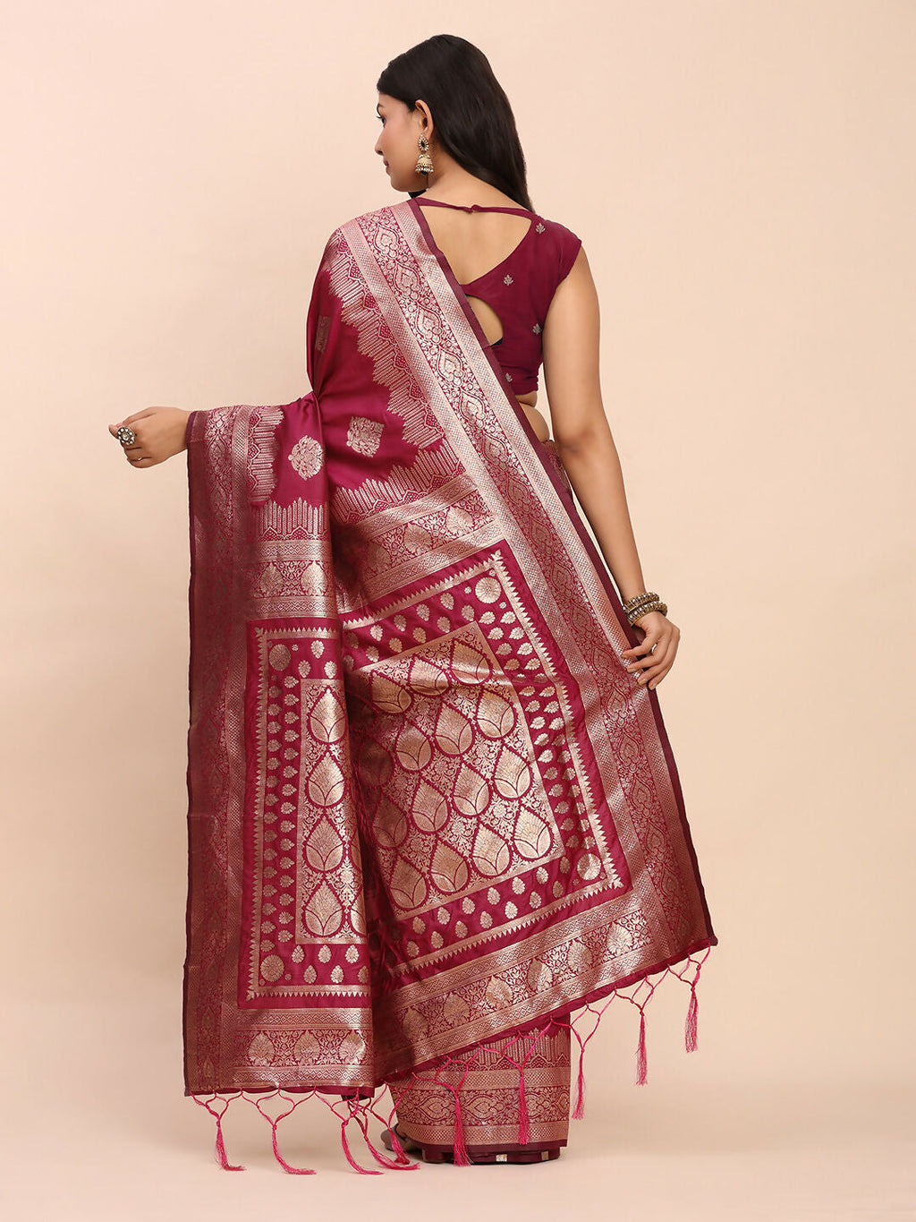 Shree Shyam Fashion Banarasi Silk Magenta Saree
