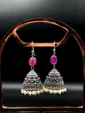 Joban Fashion Women Pink Black Polish Antique Look Earring