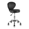 KLASIKA Adjustable Swivel Rolling Stool Chair with Backrest and Wheels Multi-Purpose Office Desk Chair Thick Seat Cushion for Home Bar Kitchen Shop Black