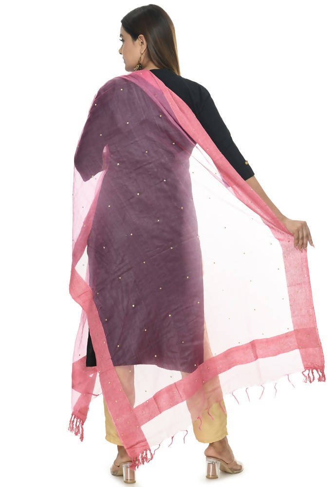 Onion Pink Stone Work Organza Dupatta for Women