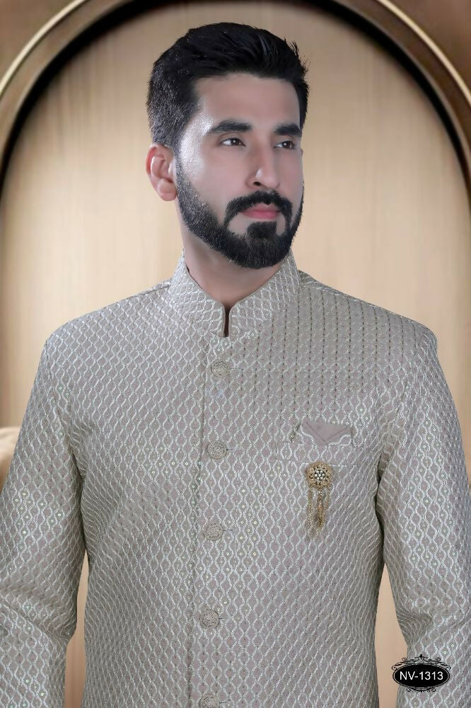 Boys Pink Silk Kurta with White Pyjama Set for Festive Occasions