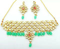 Vibrant multicolor Kundan stone necklace set with gold plating.