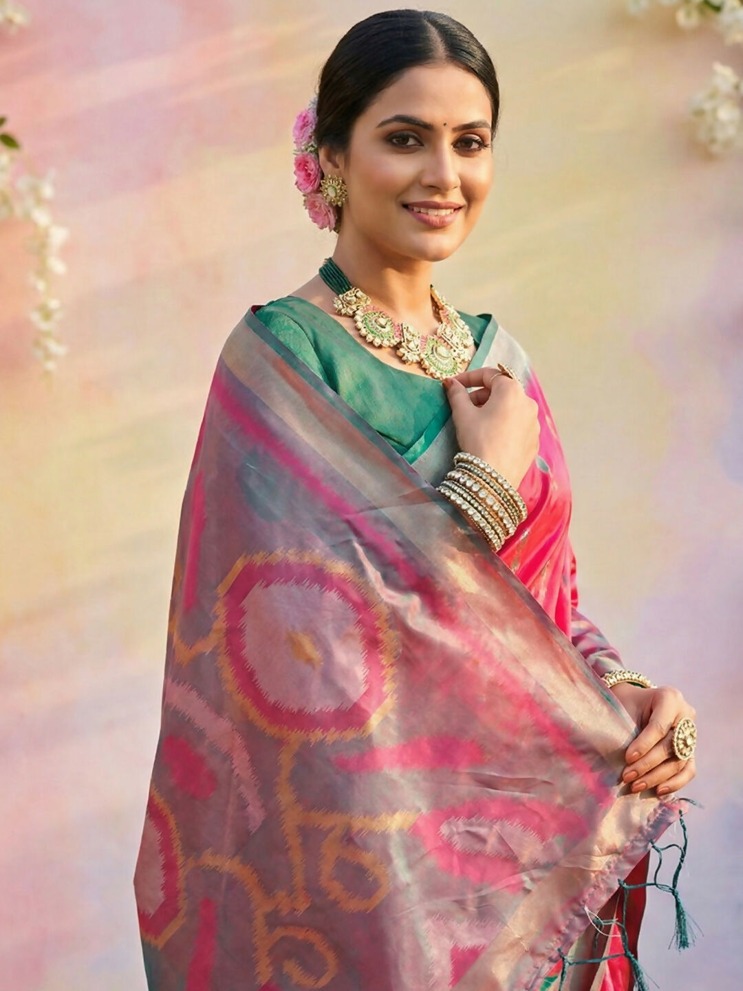 Pink Soft Silk Saree with Matching Blouse Piece