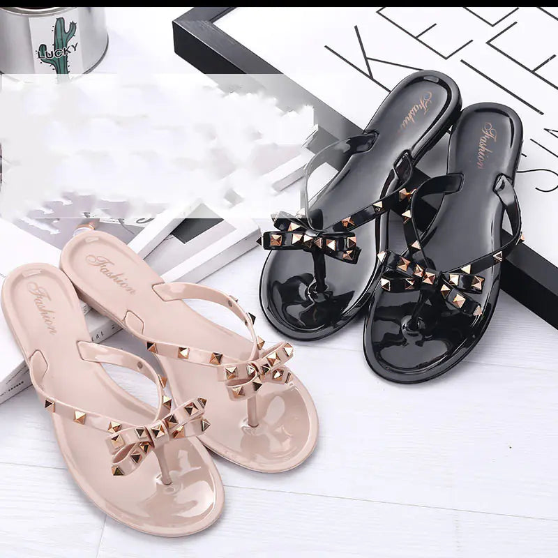 Women's Beach Sandals with Metal Accents