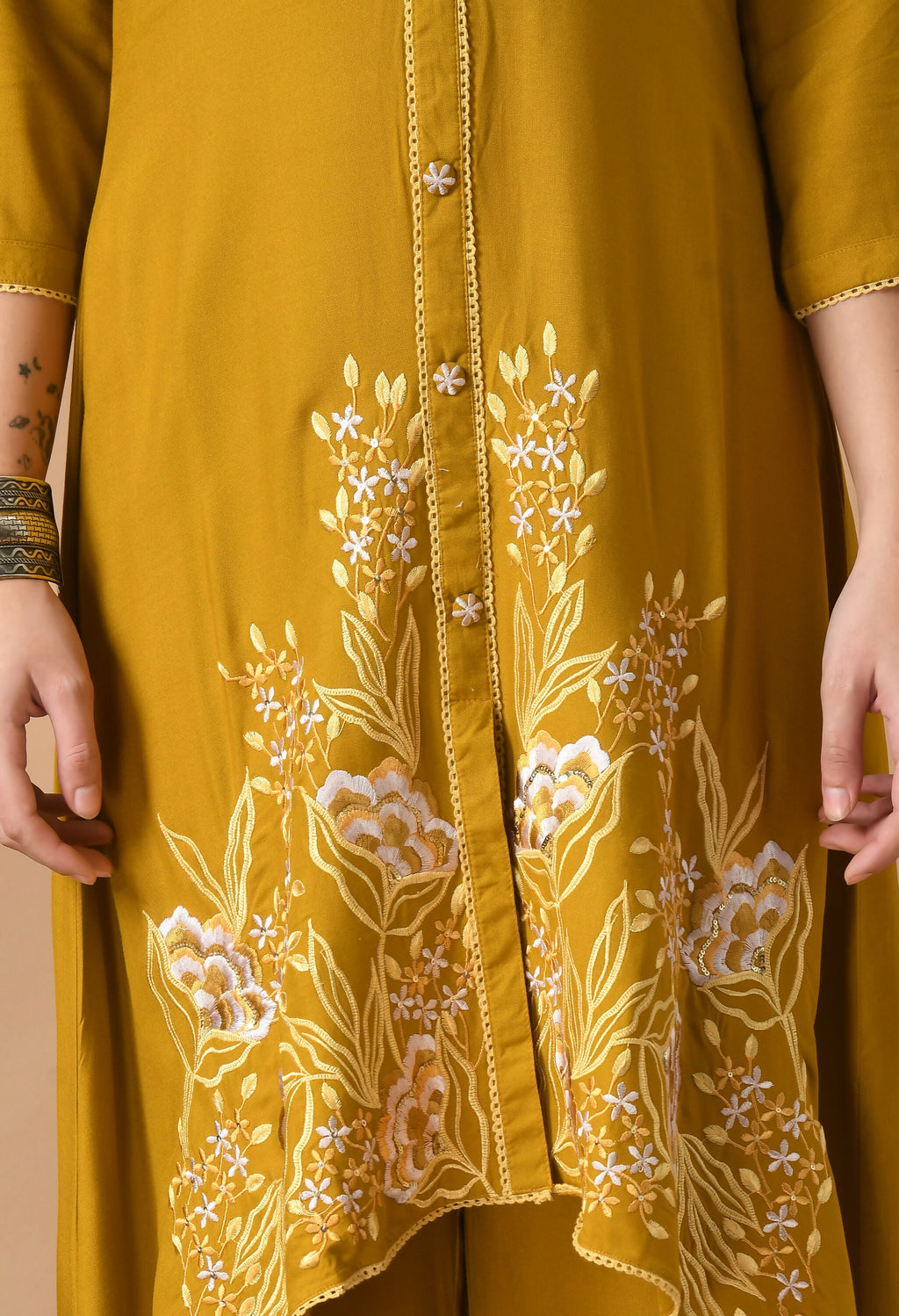 Mustard Cotton Rayon Kurta Set - Breathable 2-Piece Ethnic Wear
