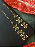 Traditional Pachi Kundan earrings with green jade beads for festive wear