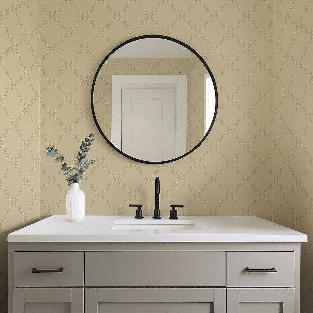 Leela Geometric Wallpaper in Beige and Brown Traditional