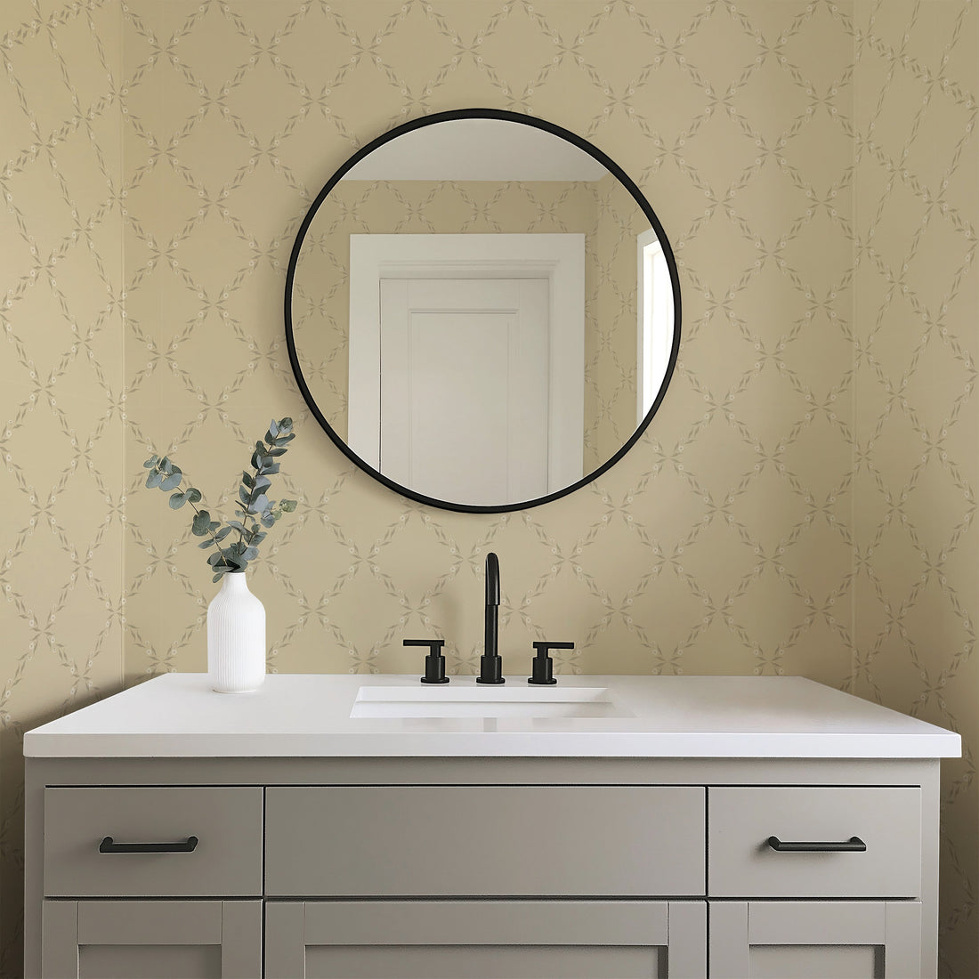 Leela Geometric Wallpaper in Beige and Brown Traditional