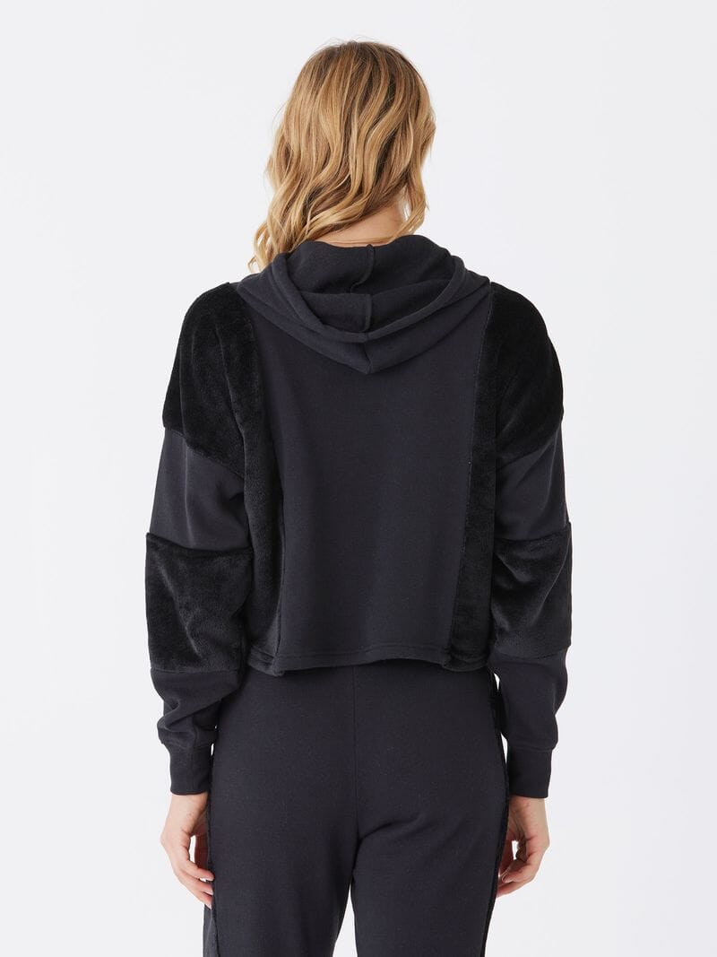 Women's Fleece Sherpa Pullover Hoodie in Black