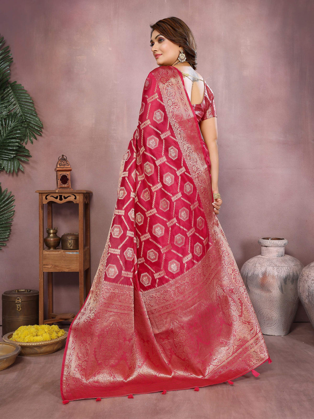 Magenta Soft Organza Silk Saree with Fine Weave
