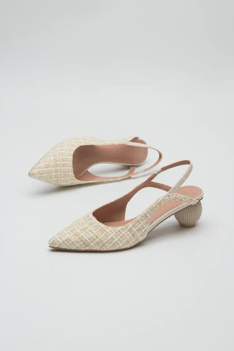 Tweed Slingback Heels with Sculptural Round Heel - Image 21