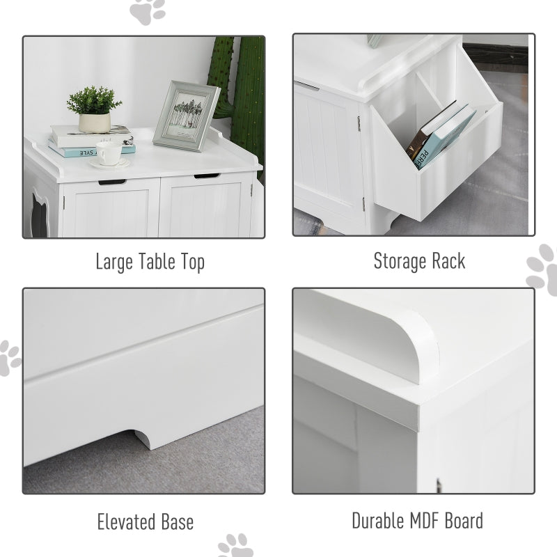 White Wooden Cat Litter Box Enclosure and Side Table - Image 7