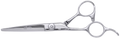 Professional 5.5-inch left-handed offset hair cutting shears in silver finish.