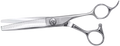 Professional 6-inch Japanese thinning shears with silver finish and ergonomic offset handle