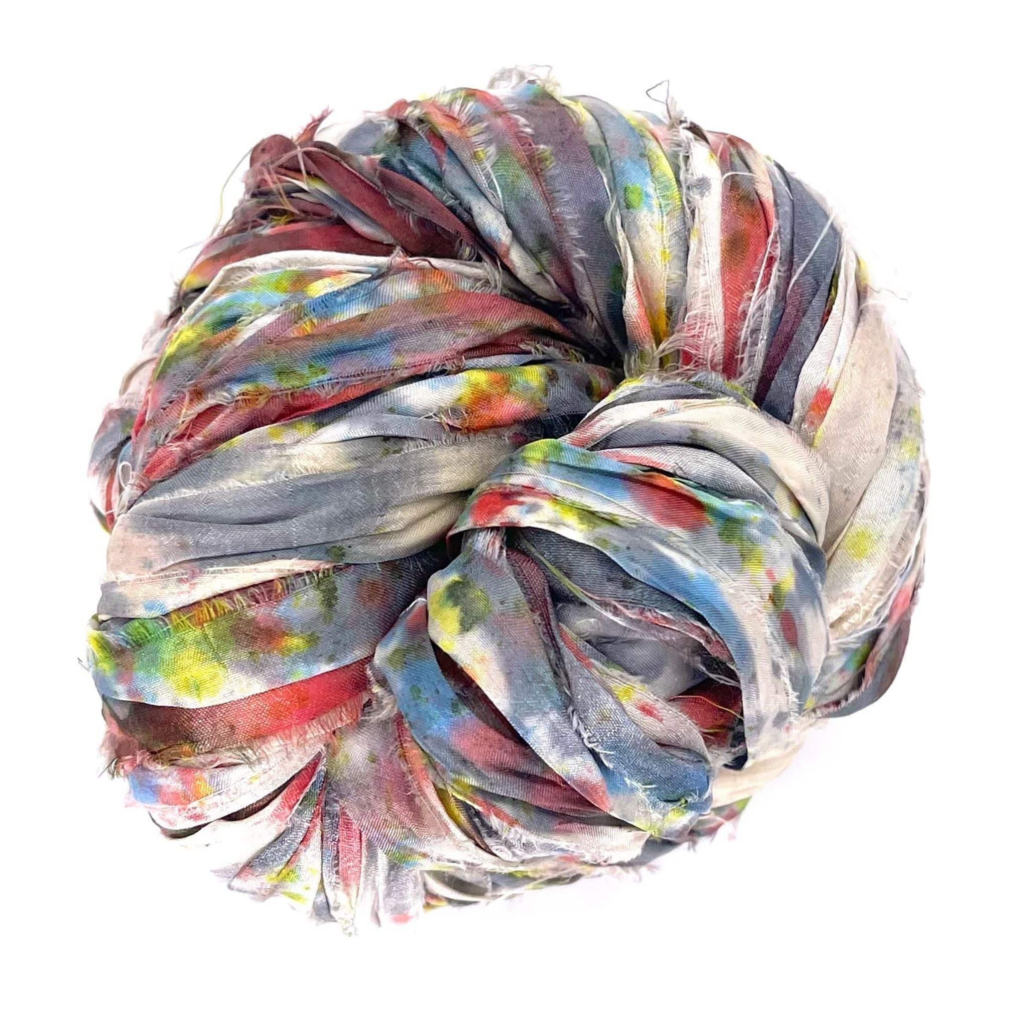 Artisan Recycled Sari Silk Ribbon Yarn - Bohemian Crafting Supply