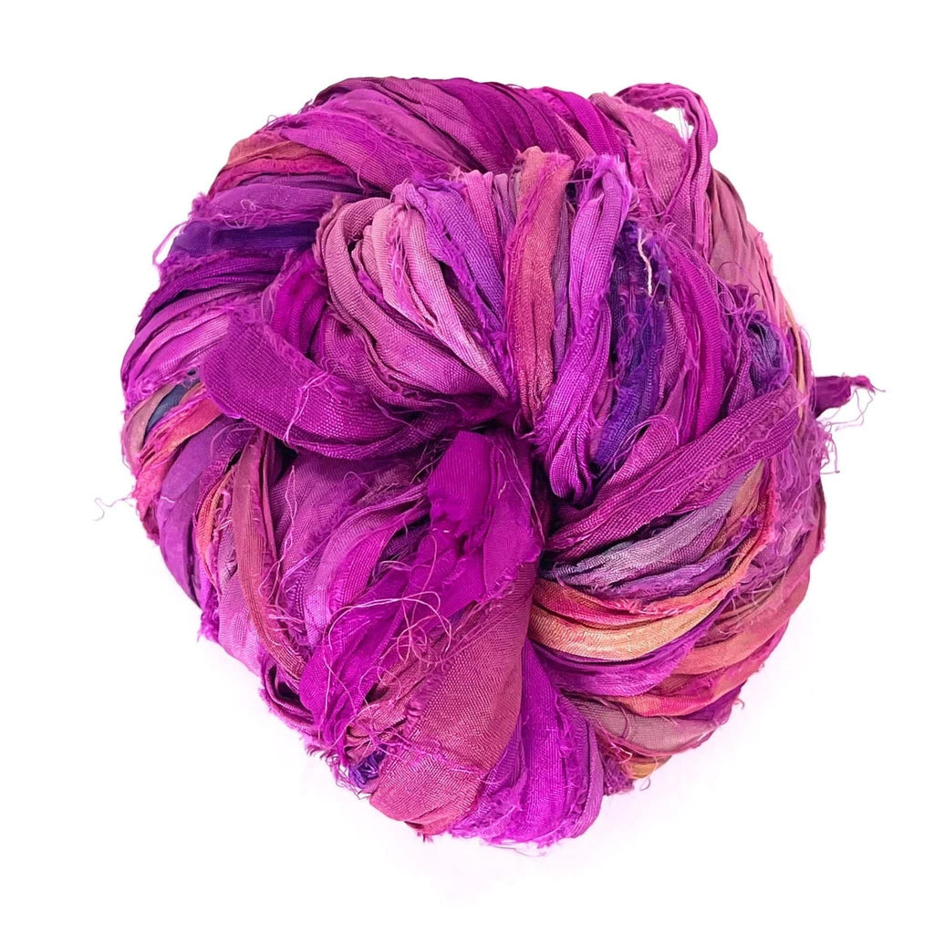 Artisan Recycled Sari Silk Ribbon Yarn - Bohemian Crafting Supply