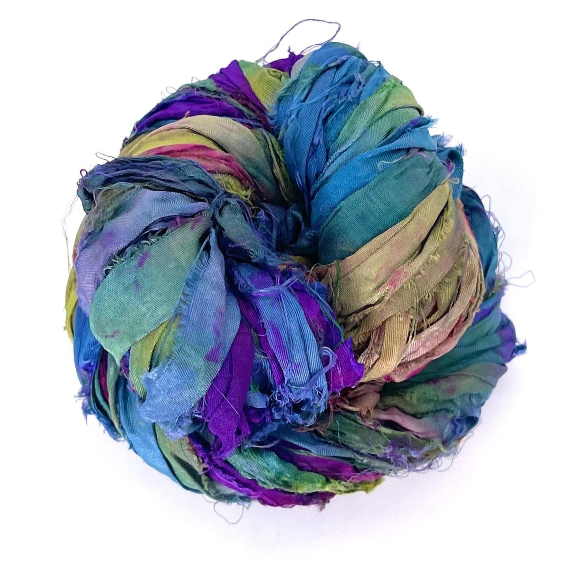 Artisan Recycled Sari Silk Ribbon Yarn - Bohemian Crafting Supply