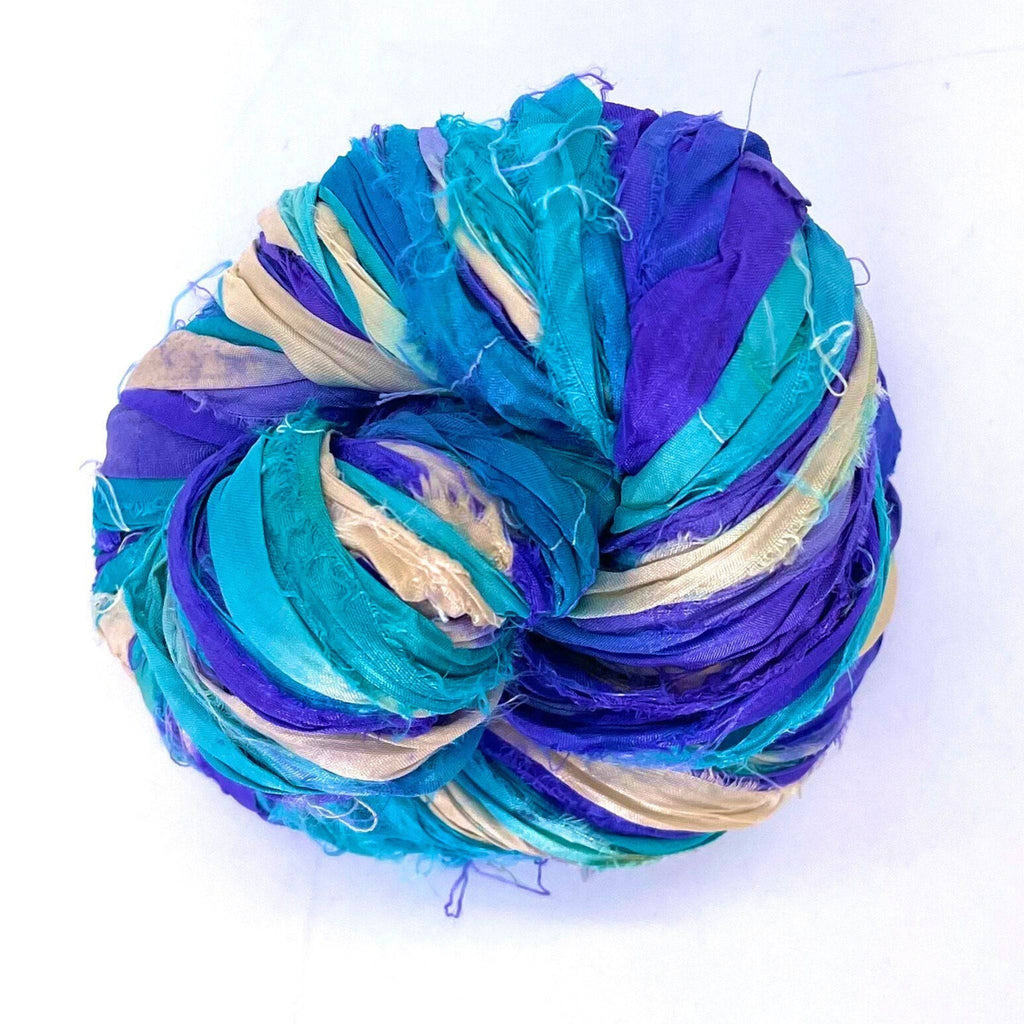 Artisan Recycled Sari Silk Ribbon Yarn - Bohemian Crafting Supply