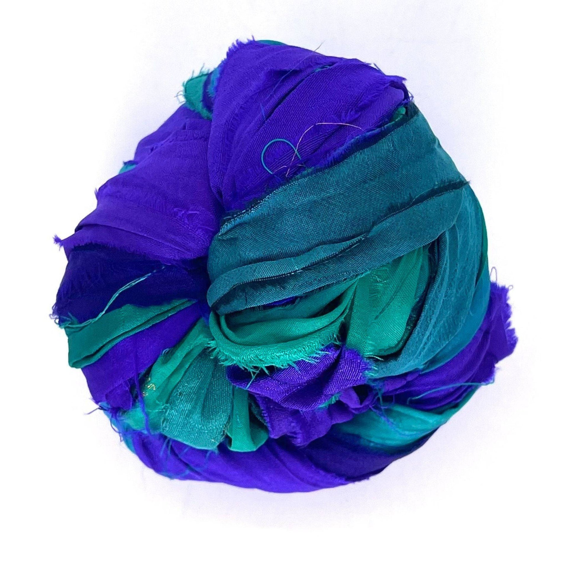 Artisan Recycled Sari Silk Ribbon Yarn - Bohemian Crafting Supply