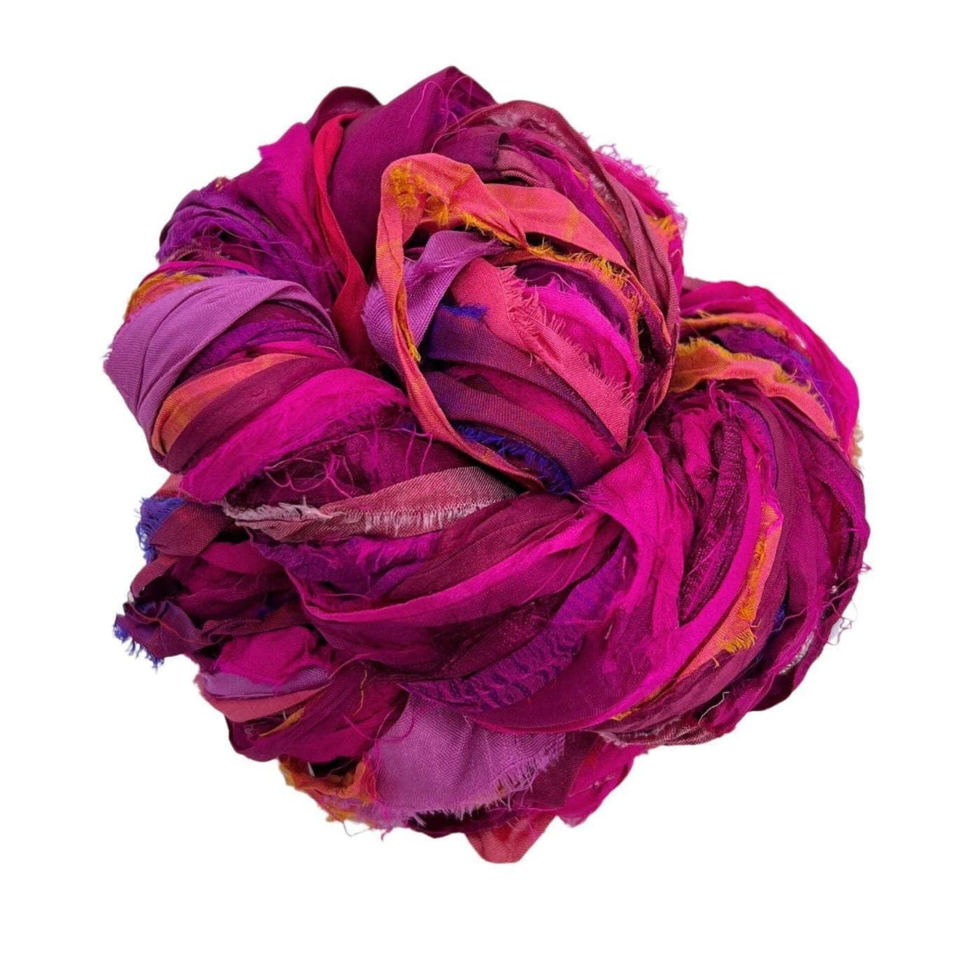 Artisan Recycled Sari Silk Ribbon Yarn - Bohemian Crafting Supply