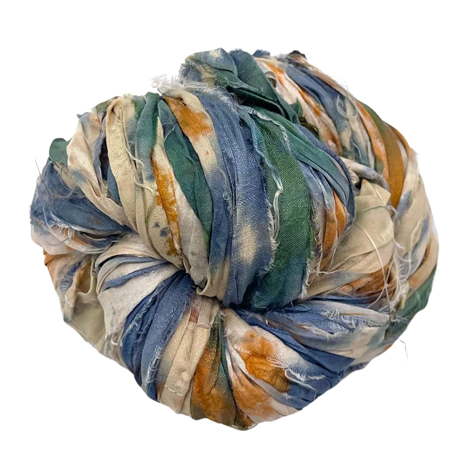 Artisan Recycled Sari Silk Ribbon Yarn - Bohemian Crafting Supply