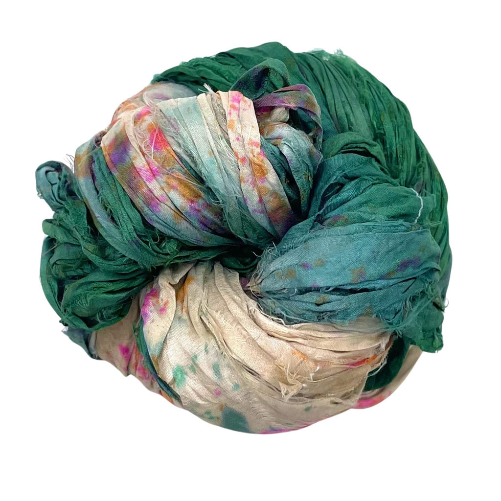 Artisan Recycled Sari Silk Ribbon Yarn - Bohemian Crafting Supply