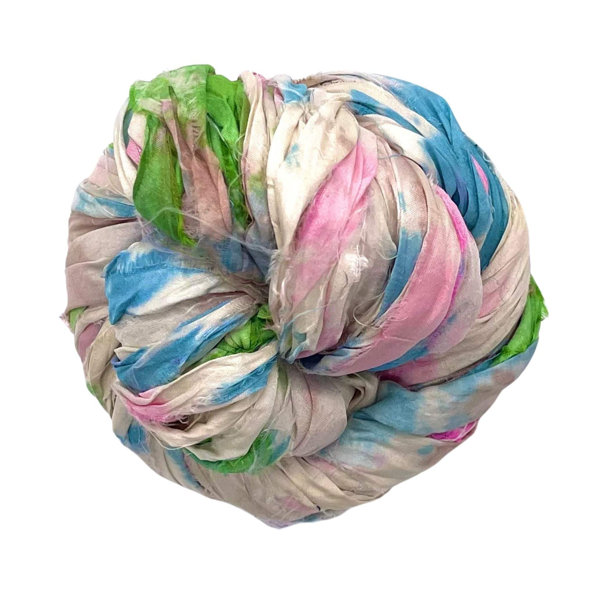 Artisan Recycled Sari Silk Ribbon Yarn - Bohemian Crafting Supply