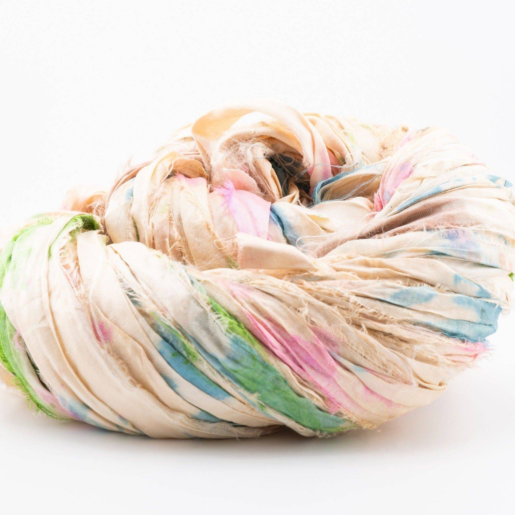 Artisan Recycled Sari Silk Ribbon Yarn - Bohemian Crafting Supply