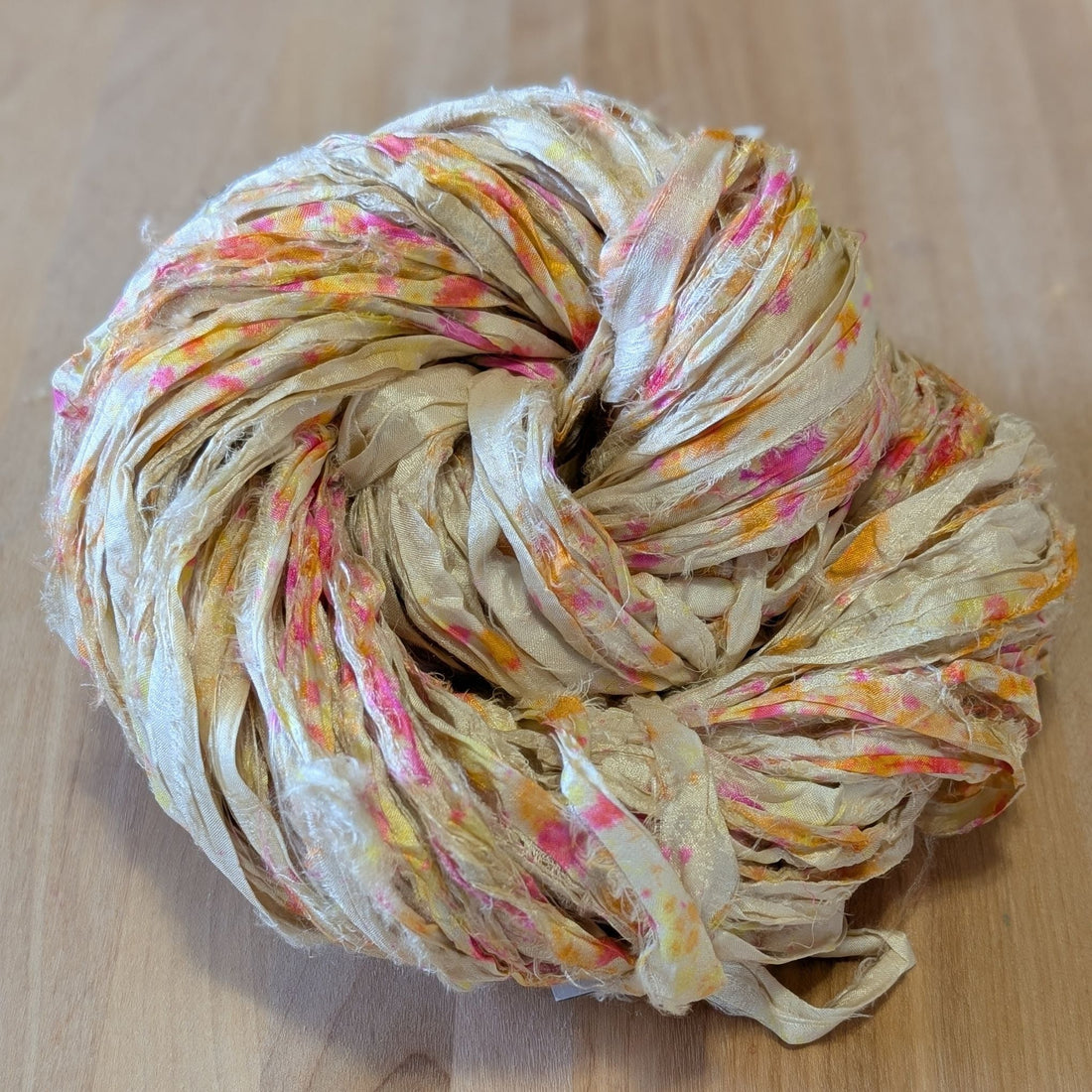 Artisan Recycled Sari Silk Ribbon Yarn - Bohemian Crafting Supply