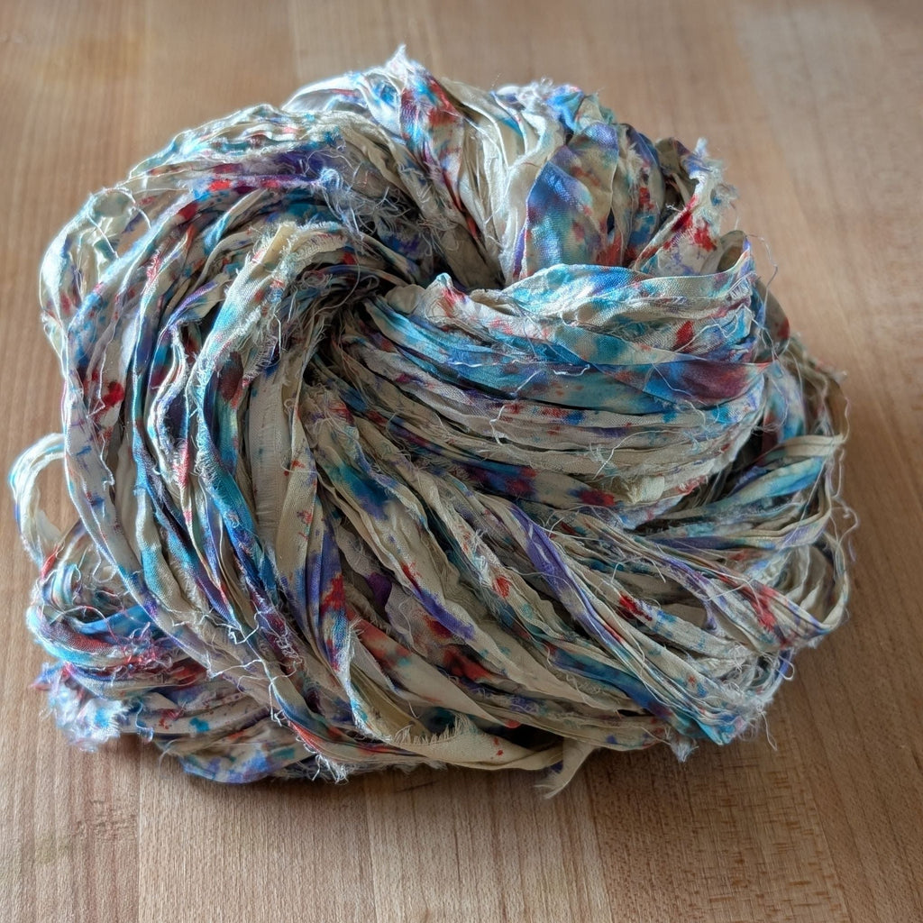 Artisan Recycled Sari Silk Ribbon Yarn - Bohemian Crafting Supply