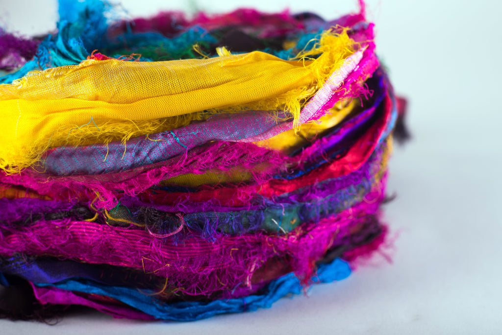 Tibet Jewels Recycled Sari Silk Ribbon for Crafting & Decor