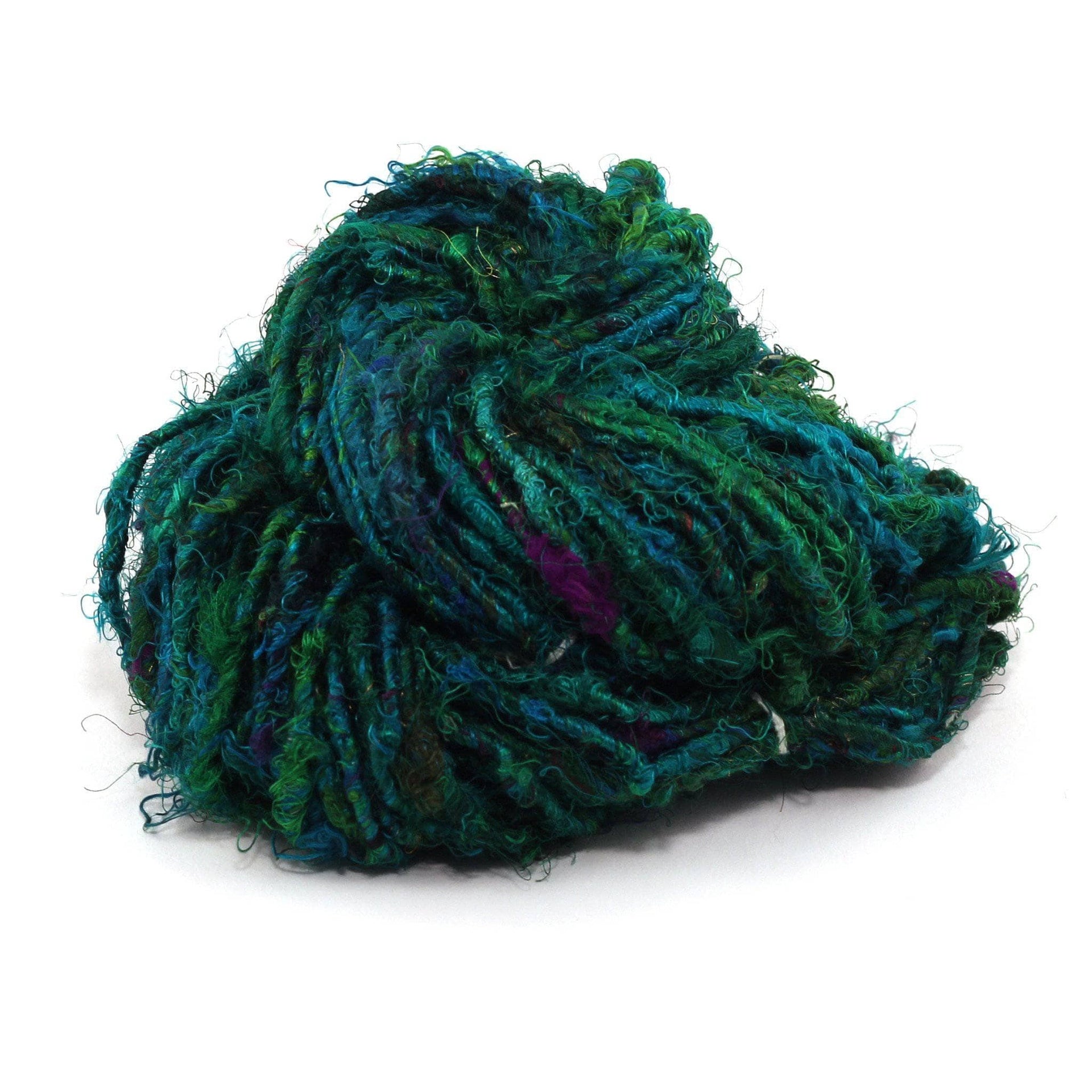 Lux Adventure Recycled Silk Yarn in Vibrant Teal and Purple