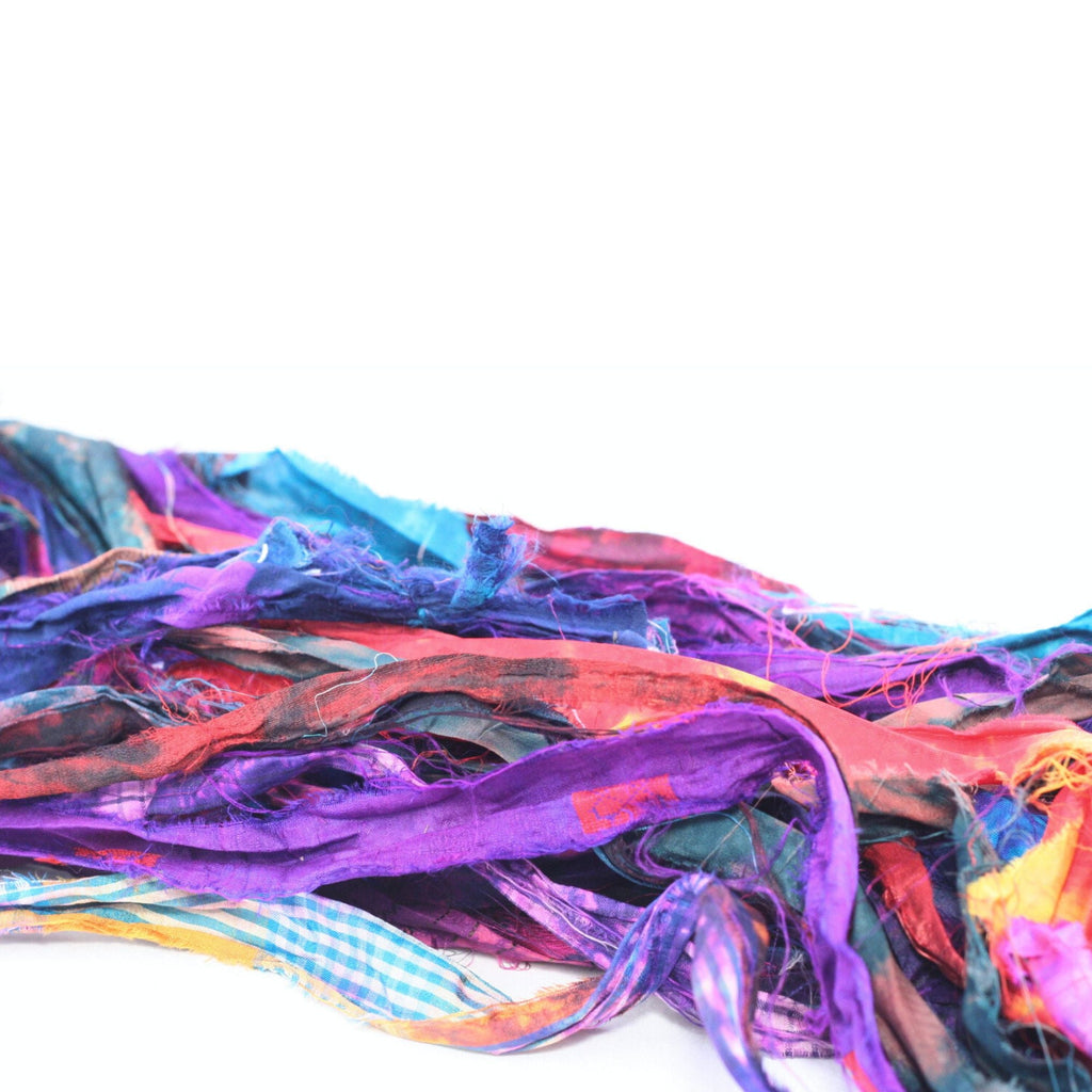 Tie Dyed Gems Sari Silk Ribbon Yarn: Vibrant Artisan Fiber