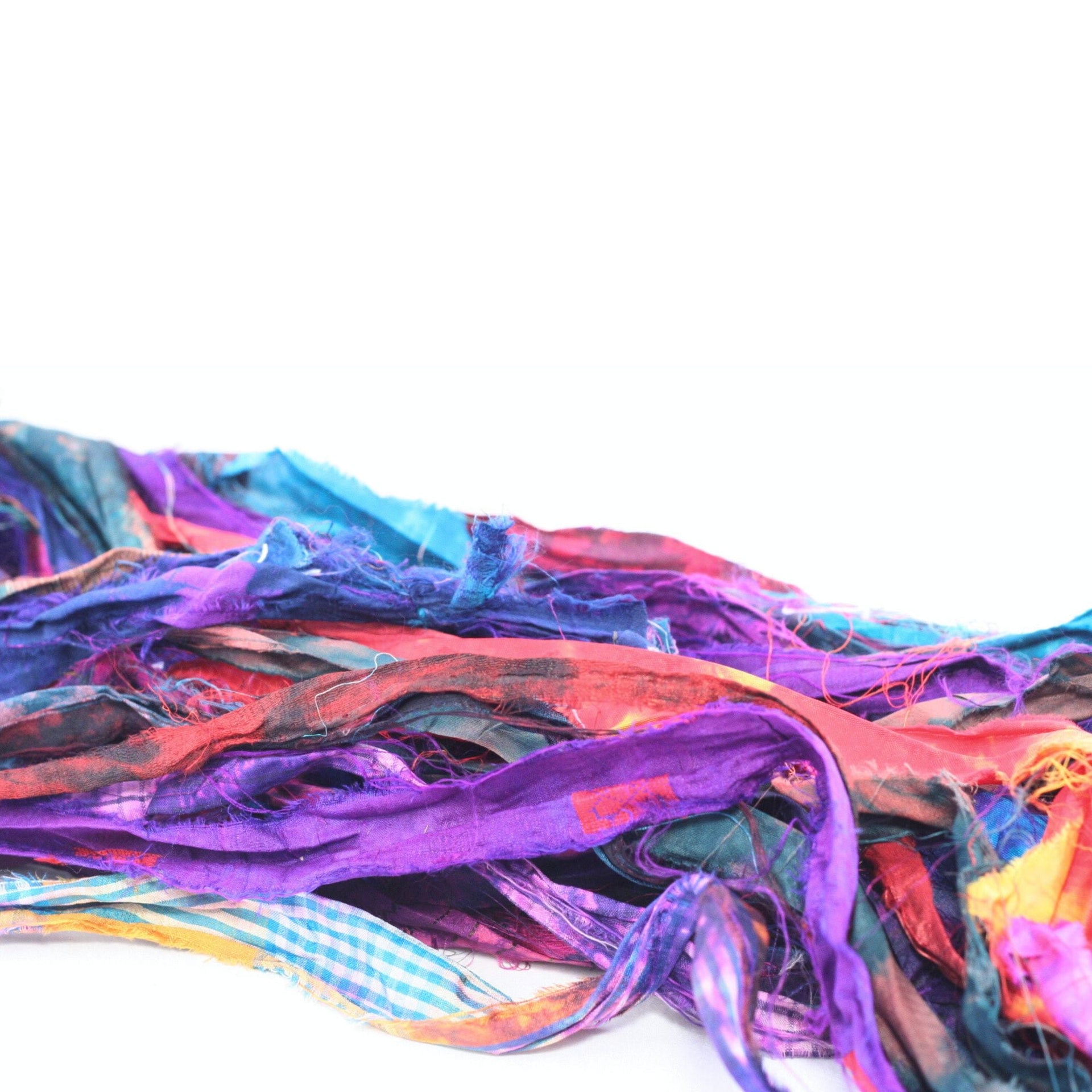 Tie Dyed Gems Sari Silk Ribbon Yarn: Vibrant Artisan Fiber